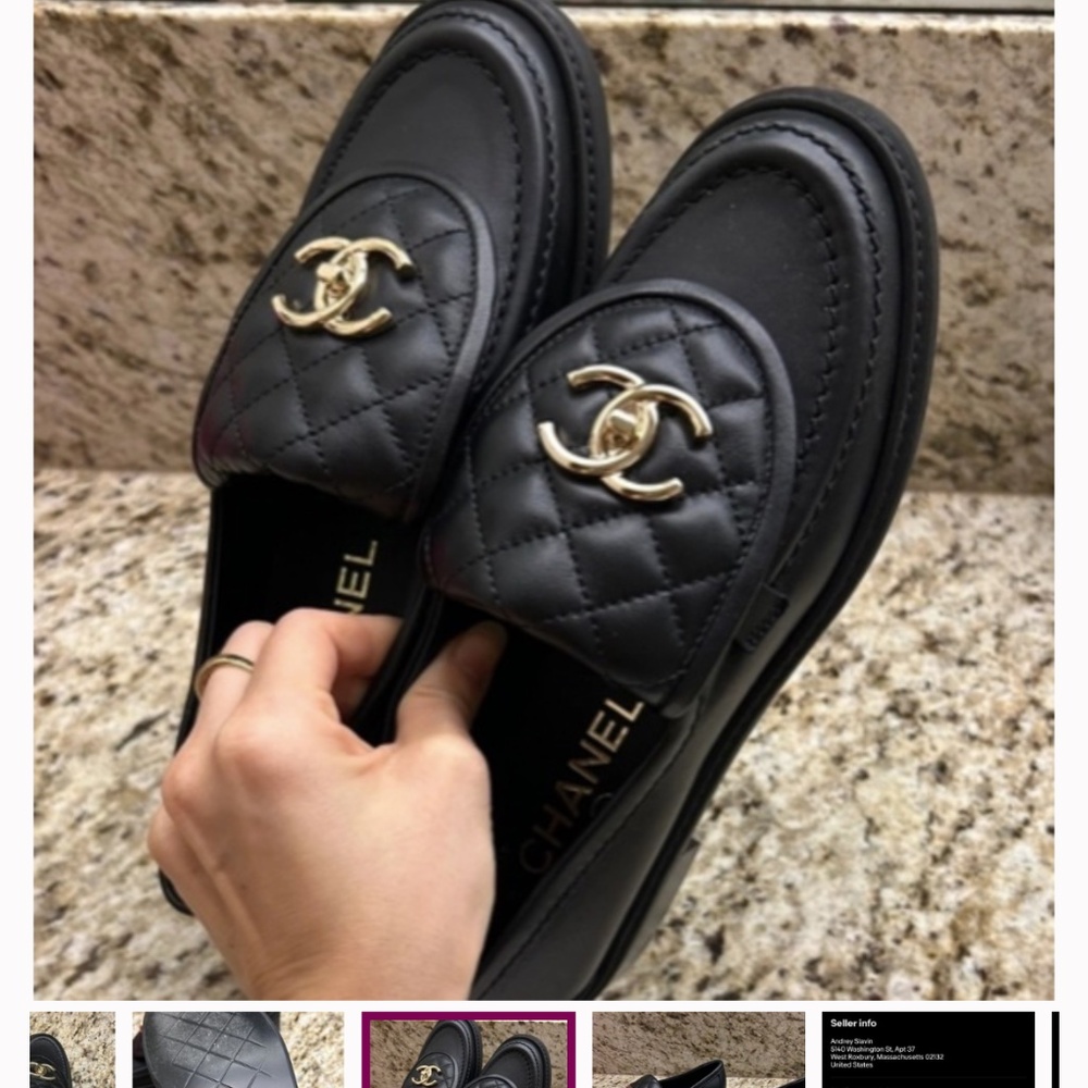 Chanel black moccasins